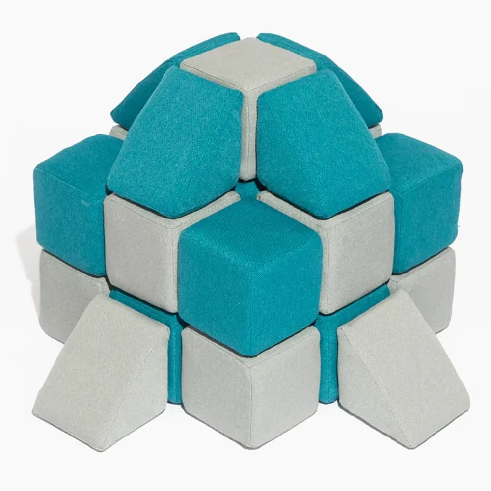 Freshly Picked MagnetBlox Magnetic Construction Blocks for Kids, Standard Set, Blue Gray