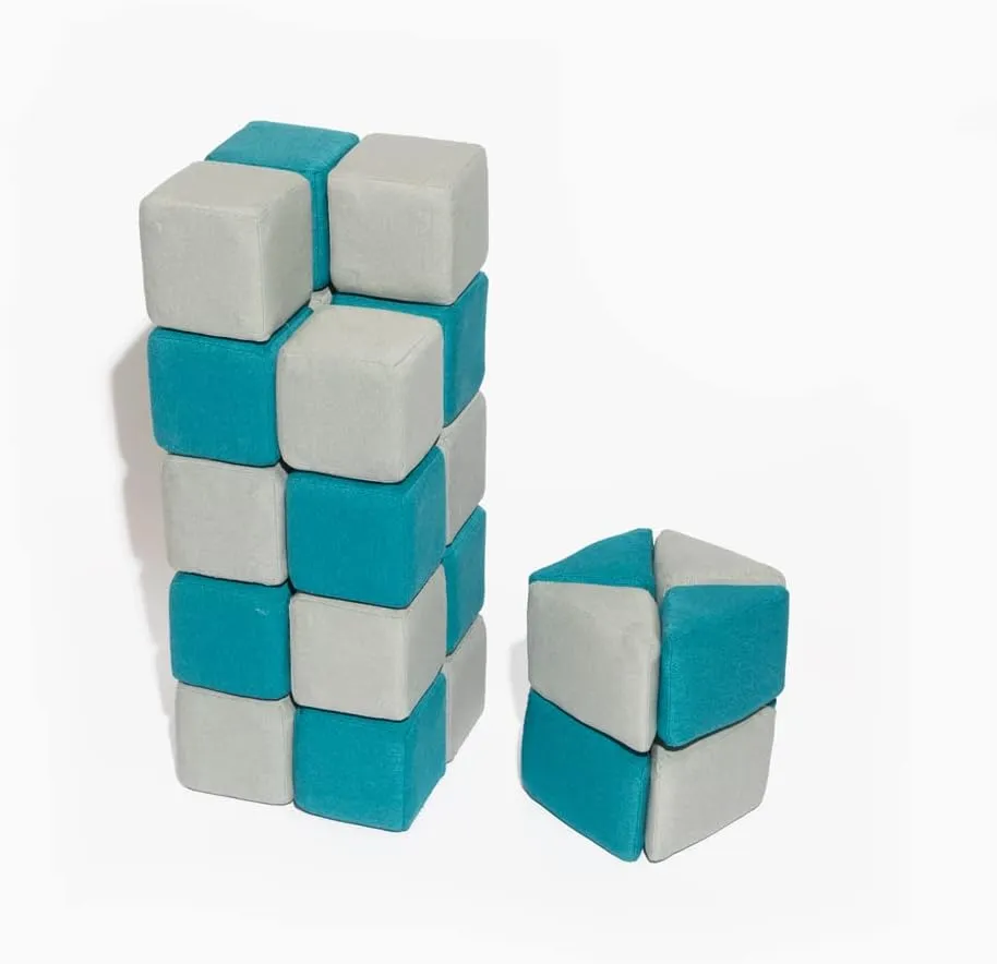 Freshly Picked MagnetBlox Magnetic Construction Blocks for Kids, Standard Set, Blue Gray