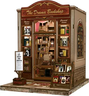 Fsolis Book Nook Kit, DIY Miniature Scene Dollhouse Kit for Adults and Beginners Tiny House Mini Craft Kit Bookshelf Nook Puzzles Book Decor Gifts for Women Teenagers Book Lovers (The Drama Bookshop)