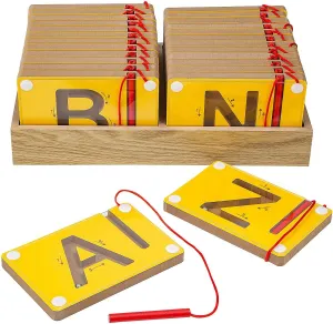Fun Express 13 3/4" x 9 3/4" Alphabet Wood Tracing Boards – 26 Pieces