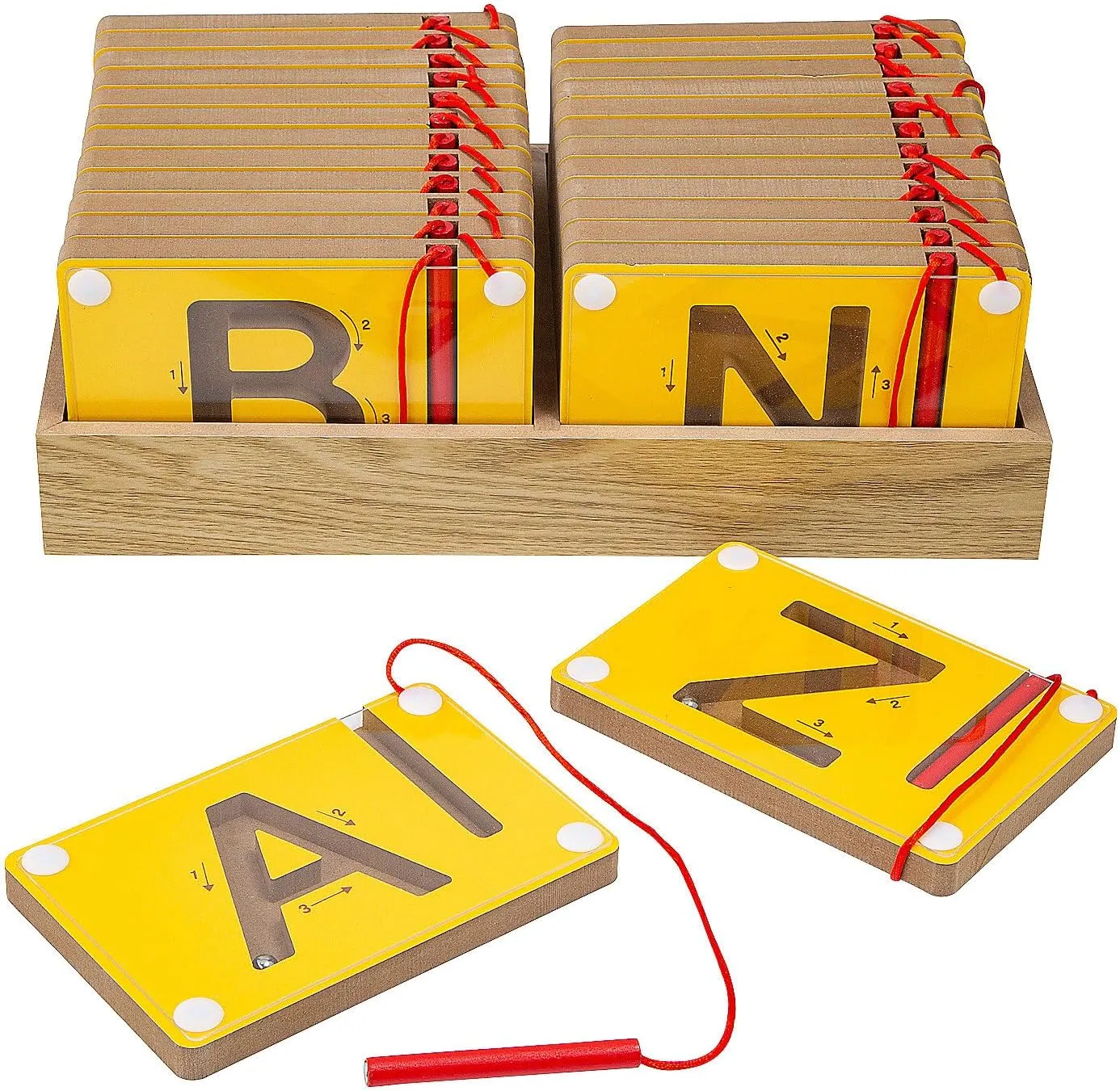 Fun Express 13 3/4" x 9 3/4" Alphabet Wood Tracing Boards – 26 Pieces
