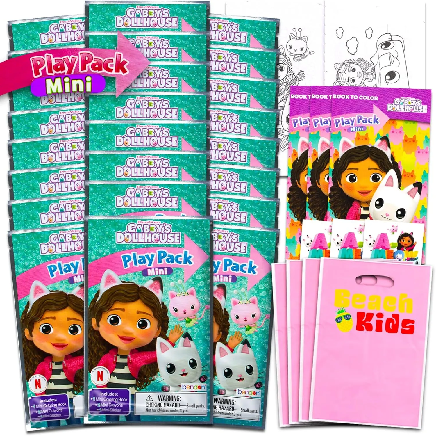 Gabby's Dollhouse Mini Party Favors Set for Kids - Bundle with 24 Mini Gabby's Dollhouse Grab n Go Play Packs with Coloring Pages, Stickers and More (Gabby's Dollhouse Birthday Party Supplies)