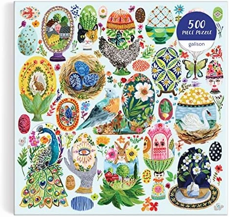 Galison Artisanal Eggs – 500 Piece Puzzle Fun and Challenging Activity with Bright and Bold Artwork of Beautifully Painted Eggs for Adults and Families