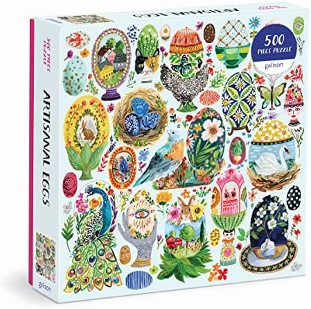 Galison Artisanal Eggs – 500 Piece Puzzle Fun and Challenging Activity with Bright and Bold Artwork of Beautifully Painted Eggs for Adults and Families
