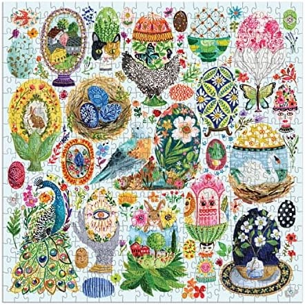 Galison Artisanal Eggs – 500 Piece Puzzle Fun and Challenging Activity with Bright and Bold Artwork of Beautifully Painted Eggs for Adults and Families