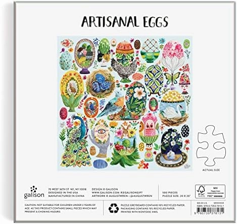 Galison Artisanal Eggs – 500 Piece Puzzle Fun and Challenging Activity with Bright and Bold Artwork of Beautifully Painted Eggs for Adults and Families