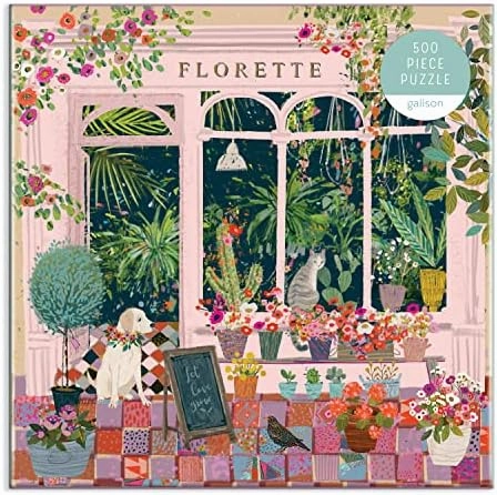 Galison Florette Puzzle, 500 Pieces, 20” x 20” – Floral Jigsaw Puzzle with a Beautiful Illustration by Victoria Ball – Thick Sturdy Pieces, Challenging Family Activity, Makes a Great Gift