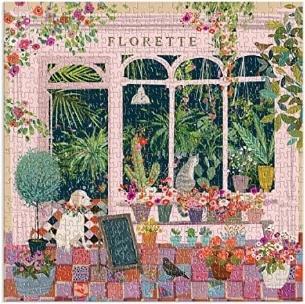 Galison Florette Puzzle, 500 Pieces, 20” x 20” – Floral Jigsaw Puzzle with a Beautiful Illustration by Victoria Ball – Thick Sturdy Pieces, Challenging Family Activity, Makes a Great Gift