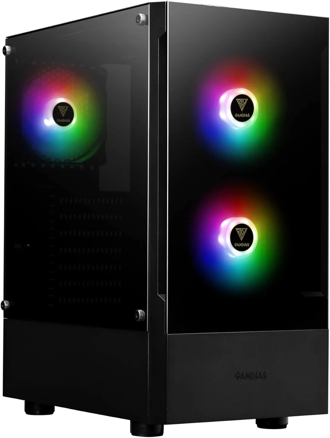 Gamdias RGB Gaming ATX Mid Tower Computer PC Case with Side Tempered Glass Panel and a Magnetic Dust Filter & 3 Built-in 120mm ARGB Fans