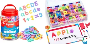 Gamenote Classroom Magnetic Alphabet Letters Kit 178Pcs   JoyCat Magnetic Letters and Numbers, ABC 123 Alphabet Fridge Magnets for Toddlers & Kids