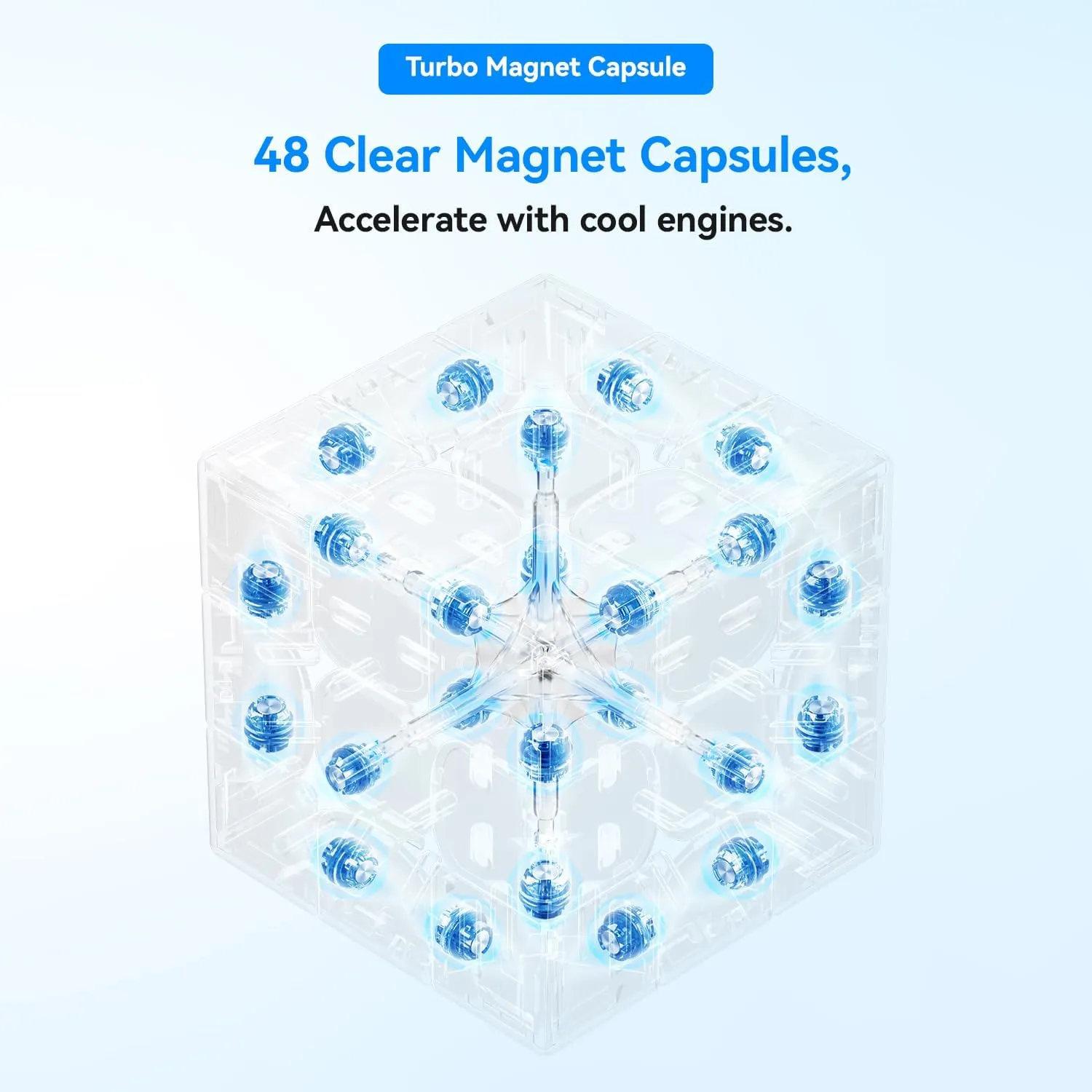 GAN 356 ME, Speed Cube 3x3 Magnetic Puzzle Toy with 48 Magnets GES Pro  Customized 12 Tension Settings, Ideal for Children Kids Adults, GAN 356 M Upgraded Version, Frosted Version