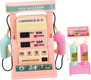 Garneck Miniature Gas Station - Interactive Talking Fueling Playset for - Safe Plastic Design for Educational Fun for Boys and Ages 3 and Up