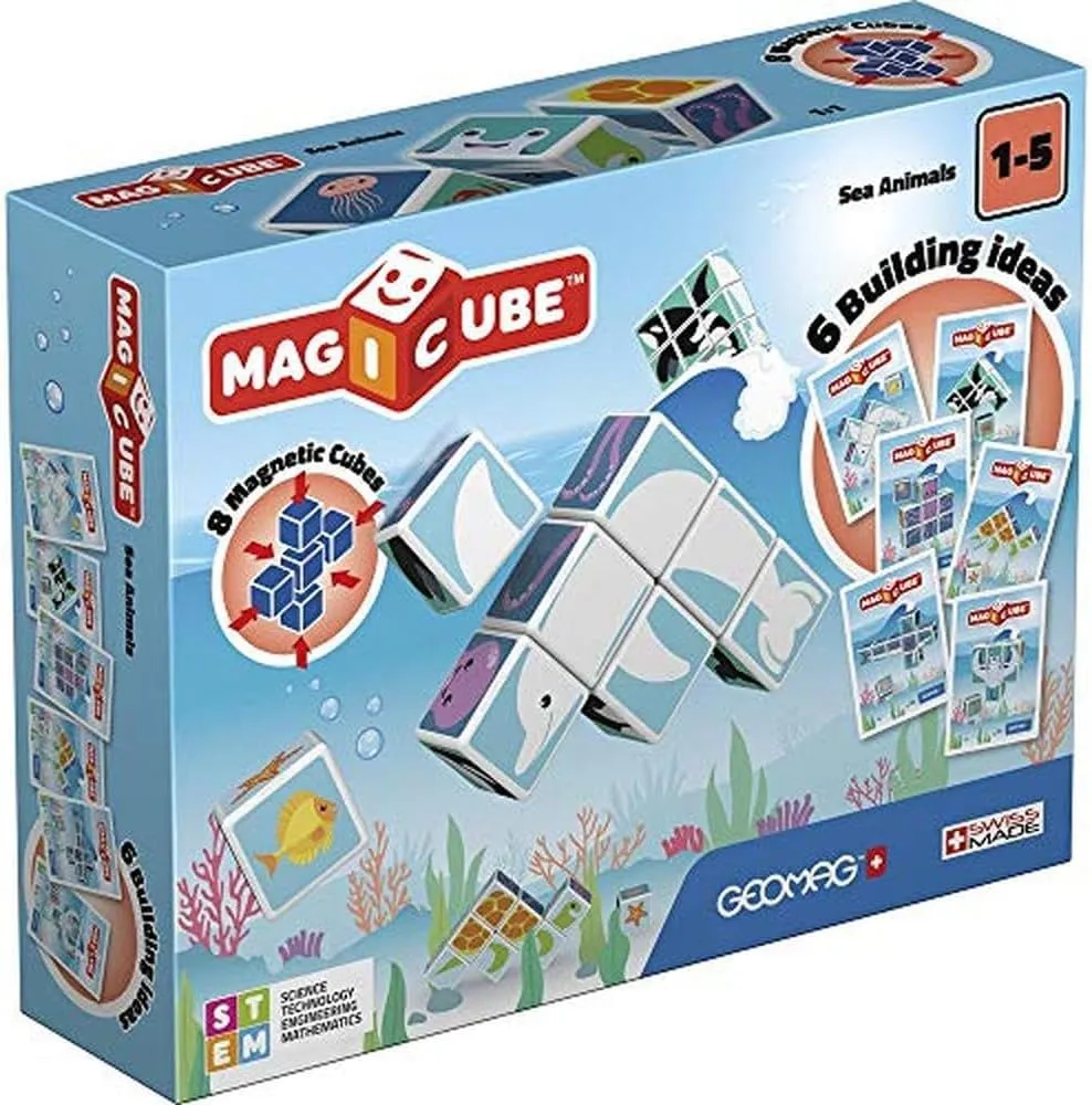 Geomag Magicube Sea Animals - 8 Cubes - Magnetic Building Set
