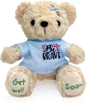 Get Well Soon Bear Stuffed Animal, Broken Arm Gifts for Kids & Adults, Get Well Soon Gift with Surgery Stitches & Colorful Bandages, 8" Feel Better Teddy Bear Plush for Hospital Recovery