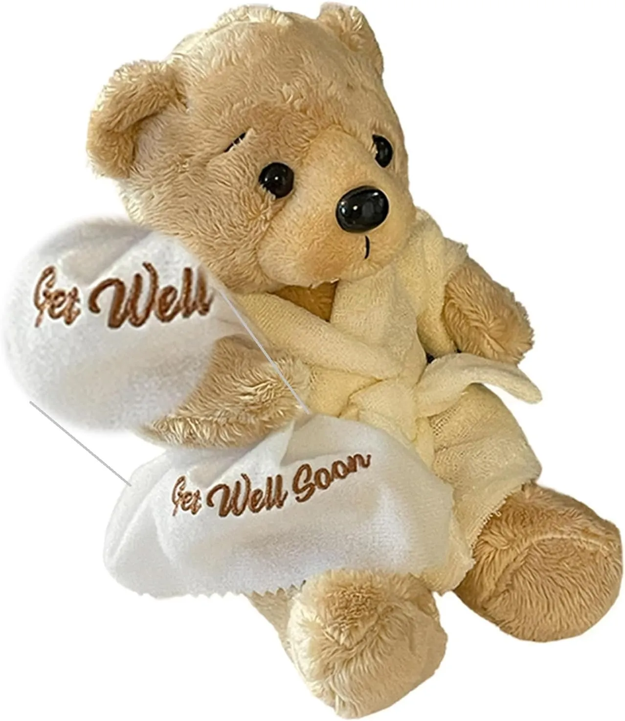 Get Well Soon Teddy Bear | Feel Better Gifts for Women, Men, Kids, Boys & Girls | Plush Bear for Recovery, Hospital Stay, Surgery Get Well Gift | Cream Robe