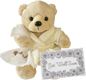 Get Well Soon Teddy Bear | Feel Better Gifts for Women, Men, Kids, Boys & Girls | Plush Bear for Recovery, Hospital Stay, Surgery Get Well Gift | Cream Robe