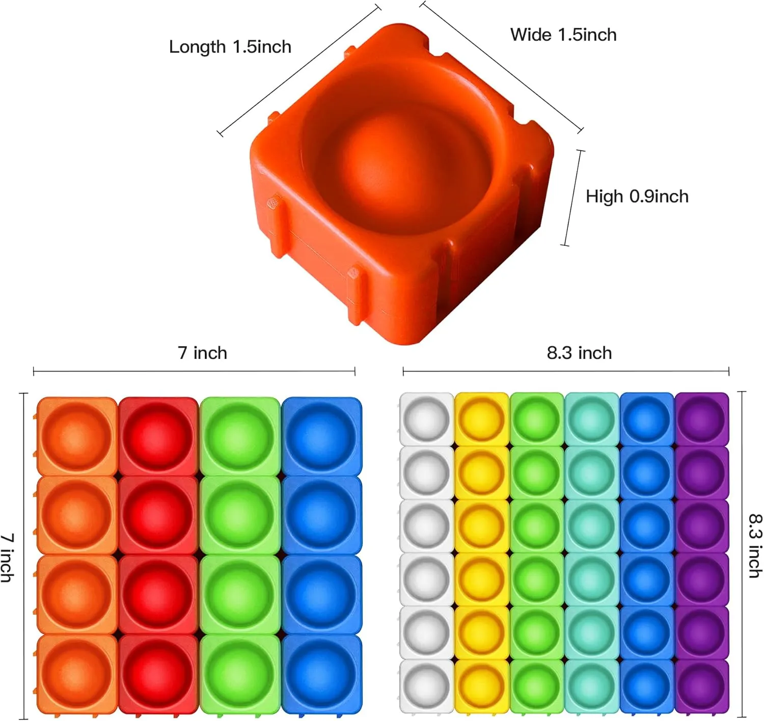 Giant Pop Blocks Bubble Premium Silicone Pop Fidget Blocks for Endless Joy and Education - Vibrant Pop Blocks for Imaginative Play and Puzzle Games-Toy Gift for Kids (36PCS)