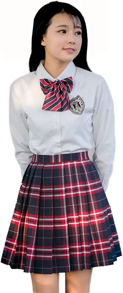 Girls Plaid Pleated School Uniform Skirts Women Short Mini Cosplay Costumes