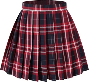 Girls Plaid Pleated School Uniform Skirts Women Short Mini Cosplay Costumes