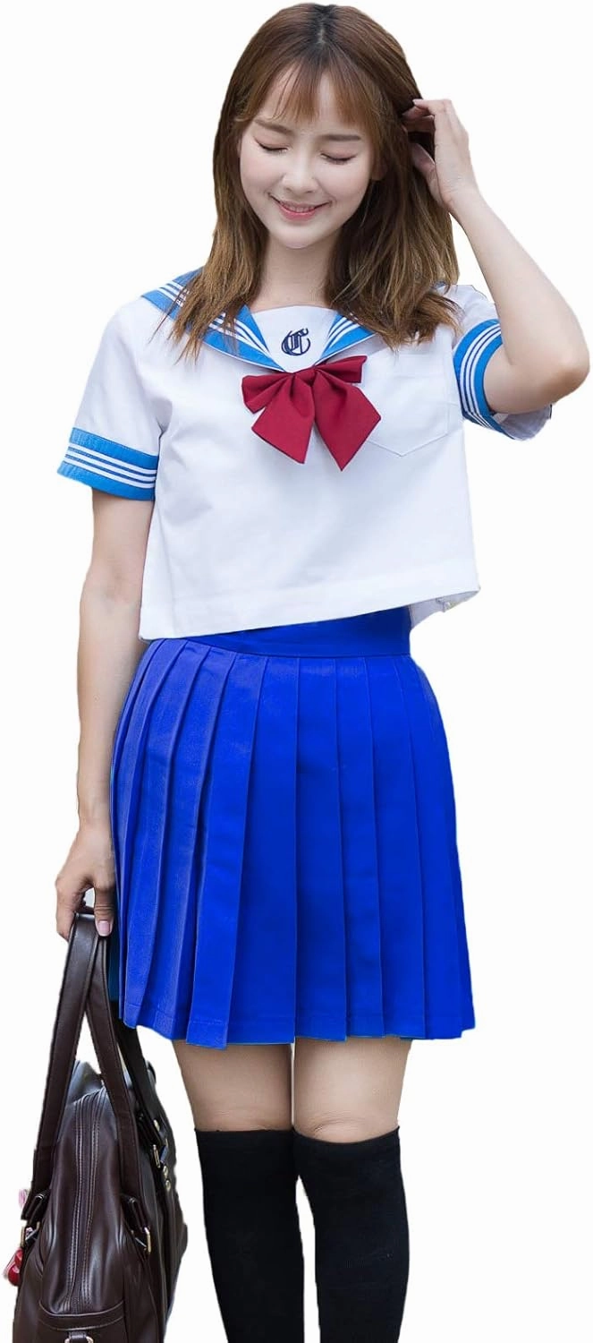 Girls Plaid Pleated School Uniform Skirts Women Short Mini Cosplay Costumes