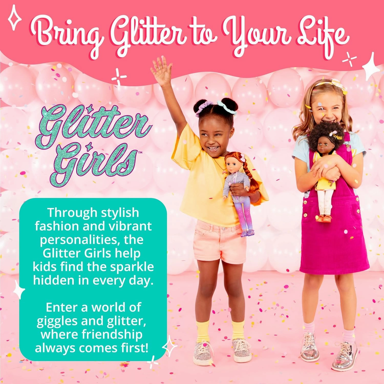 Glitter Girls – 14-Inch Posable Doll – Dark Brown Hair & Brown Eyes – Holiday Outfit & Accessories – Snow Globe, Gift Box & Cards – 3 Years   – Eve