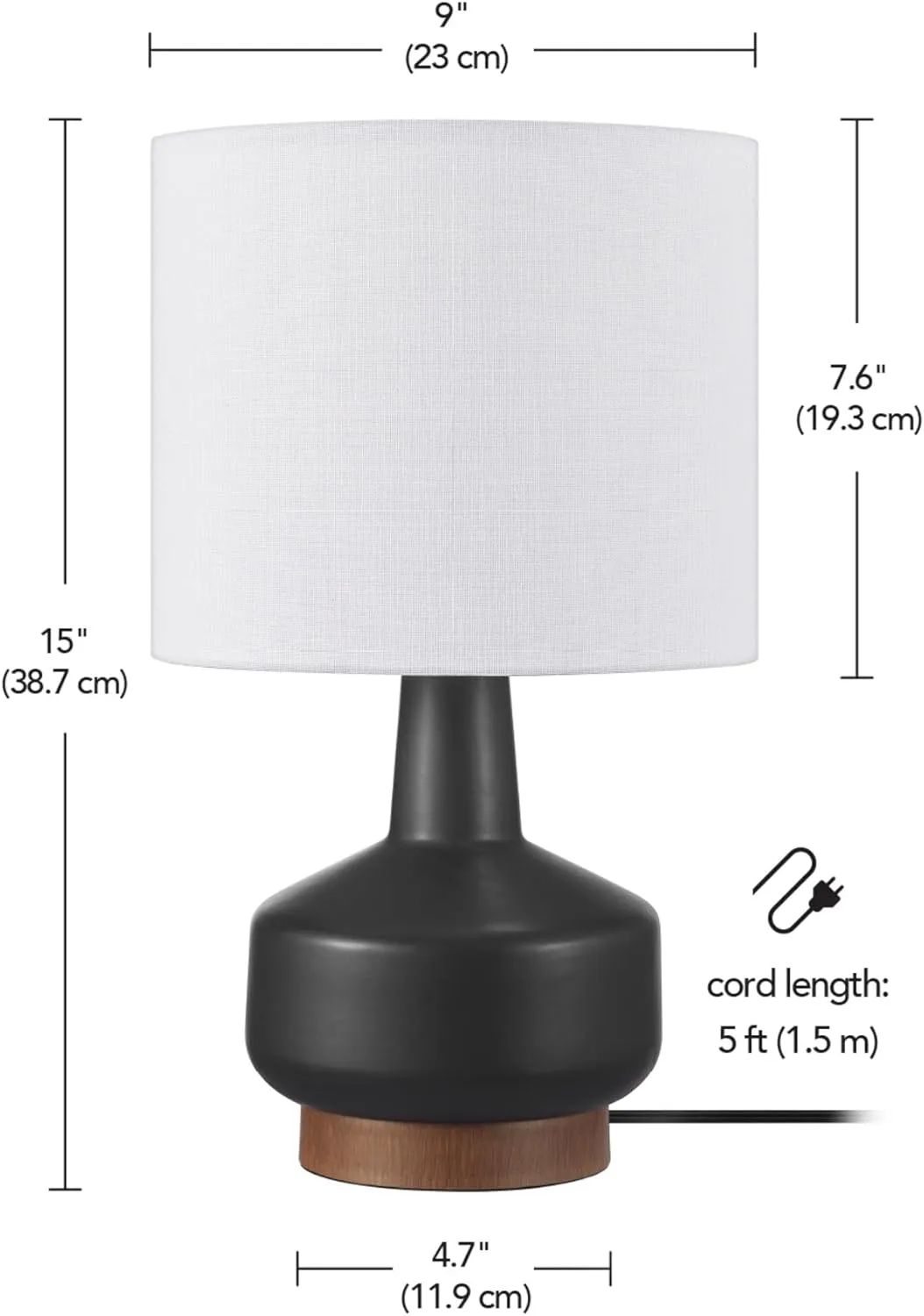 Globe Electric 61000049 17" Ceramic Table Lamp, Soft Beige Finish, White Linen Shade, On/Off Rotary Switch on Socket, Table Lamp for Living Room, Home Décor, Lamps for Bedroom, Room Décor
