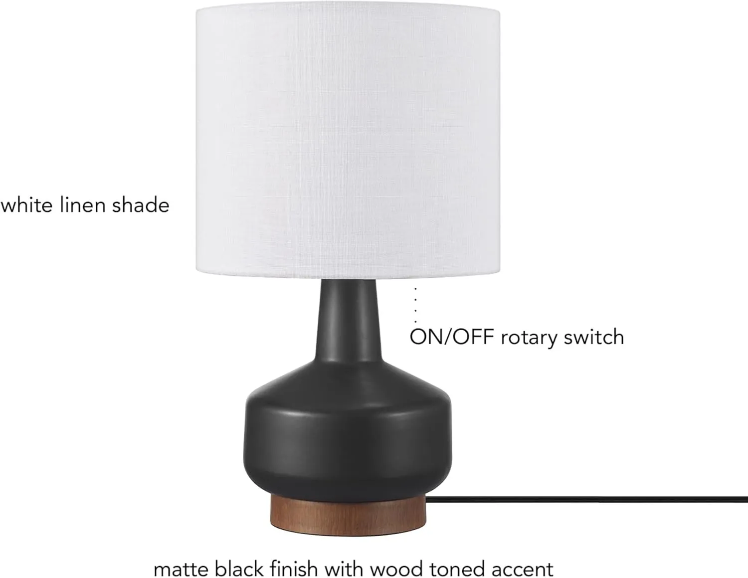 Globe Electric 61000049 17" Ceramic Table Lamp, Soft Beige Finish, White Linen Shade, On/Off Rotary Switch on Socket, Table Lamp for Living Room, Home Décor, Lamps for Bedroom, Room Décor
