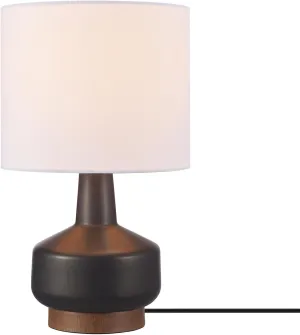 Globe Electric 61000049 17" Ceramic Table Lamp, Soft Beige Finish, White Linen Shade, On/Off Rotary Switch on Socket, Table Lamp for Living Room, Home Décor, Lamps for Bedroom, Room Décor