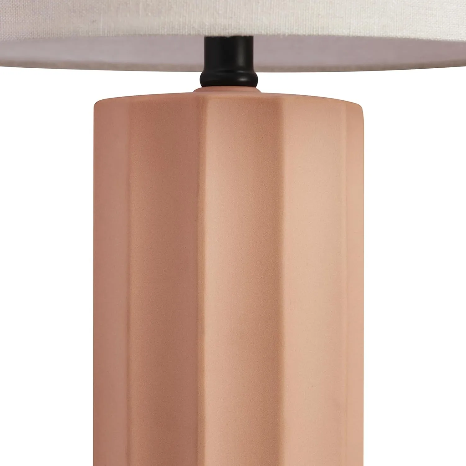 Globe Electric 61000062 20" Ribbed Ceramic Table Lamp, Matte Terracotta Finish, White Linen Shade, On/Off Rotary Switch on Socket, for Living Room, Bedroom, Office, Home Décor