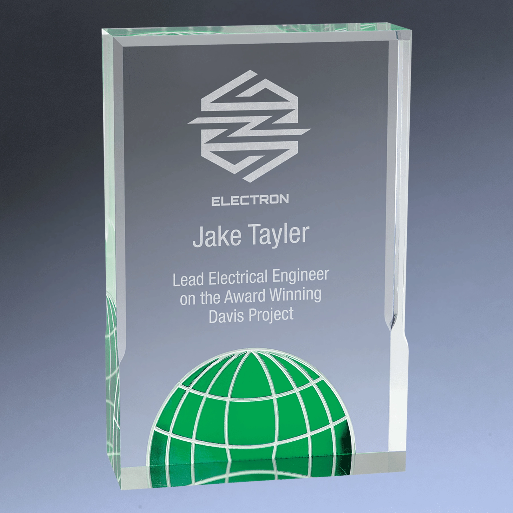 Globe Acrylic Award - Personalized Awards with Blue or Green Globe