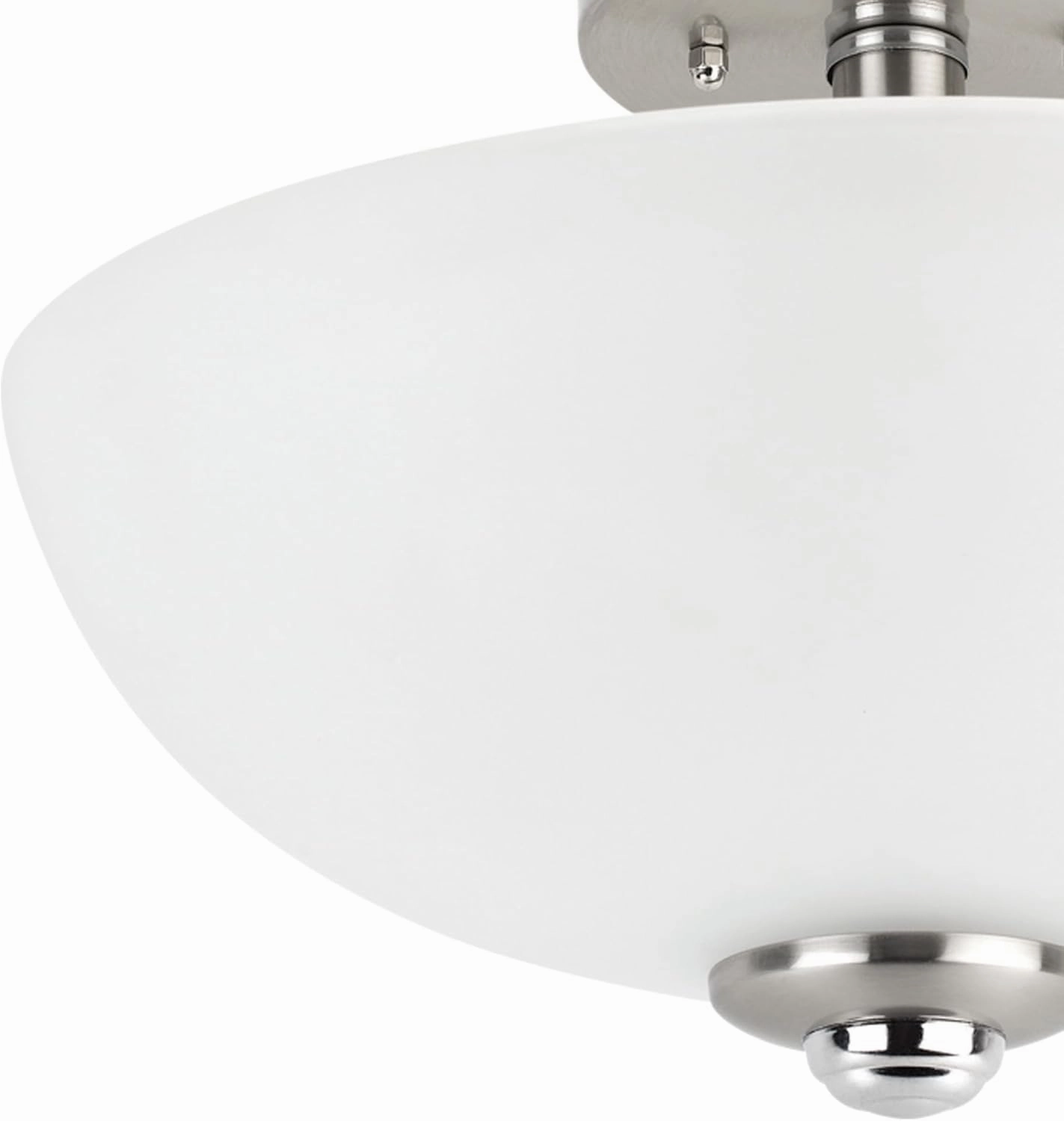 GLOBE Electric 63357 2-Light Semi-Flush Mount Ceiling Light, Brushed Nickel, Chrome Accents, Frosted Glass Shade, Kitchen, Lights, Bathroom, Home Essentials, Bedroom, Closet Light, Lighting Fixtures
