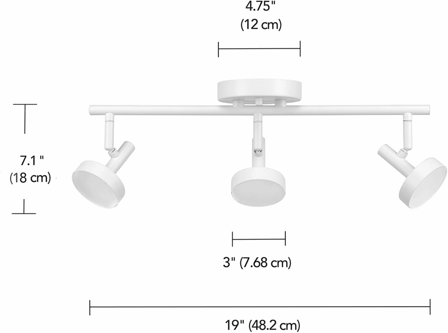 GLOBE Electric 64000008 19" 3-Light 22.5W LED Integrated Track Lighting Kit, Matte White, Dimmable, Pivoting Track Heads, Frosted Diffuser, 1200 Lumens, 2700 Kelvin, 90 CRI, Home Improvement