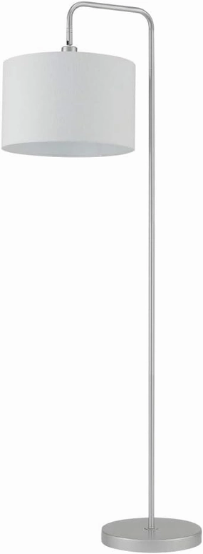 GLOBE Electric 67396 Barden 58" Floor Lamp, Silver, White Fabric Shade, On/Off Socket Rotary Switch