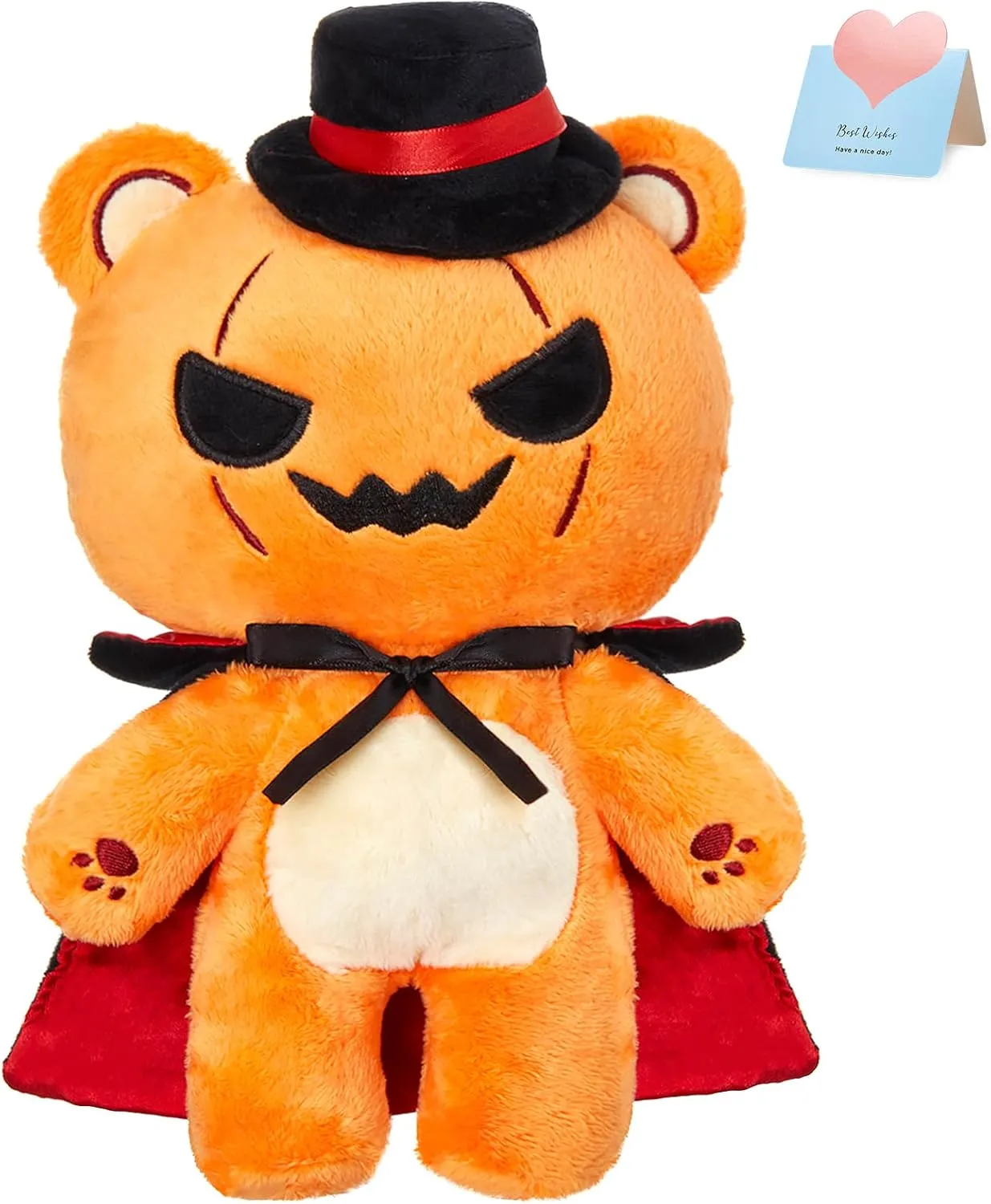 Glow Guards 12'' Halloween Pumpkin Teddy Bear Plush Toys,Jack O Lantern Teddy Bear Magician Halloween Pumpkin Stuffed Animals,Soft Stuffed Pumpkin Teddy Bear for Kids & Adults