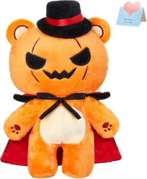 Glow Guards 12'' Halloween Pumpkin Teddy Bear Plush Toys,Jack O Lantern Teddy Bear Magician Halloween Pumpkin Stuffed Animals,Soft Stuffed Pumpkin Teddy Bear for Kids & Adults