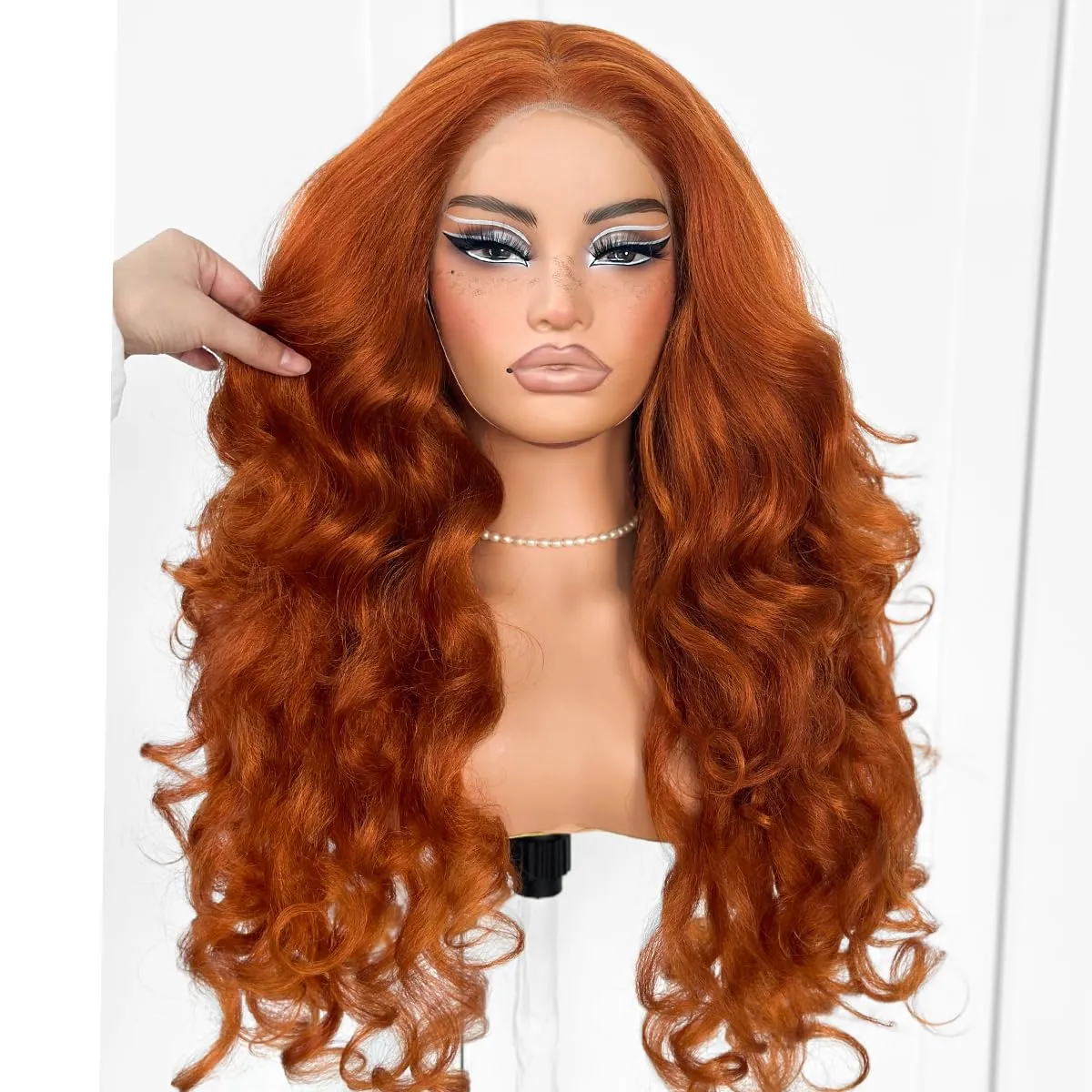 Glueless Lace Wig Pre-Plucked Ginger 13x6 Yaki Crazy Body Wave Wig Pre-Cut Synthetic Ginger Wear And Go Wig With Natural Hairline