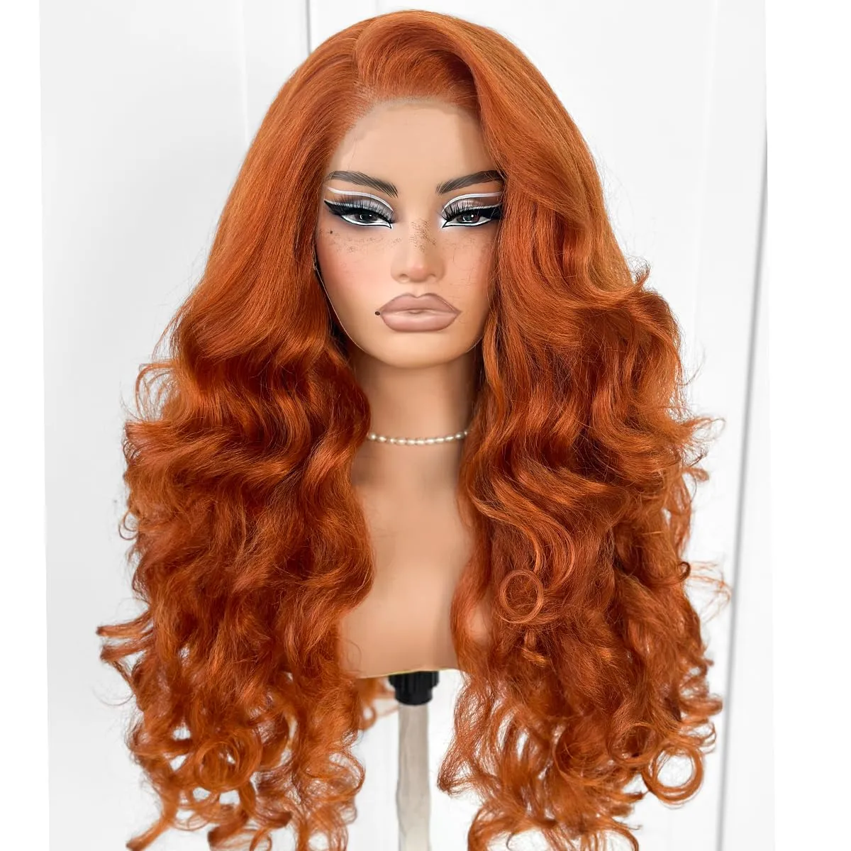 Glueless Lace Wig Pre-Plucked Ginger 13x6 Yaki Crazy Body Wave Wig Pre-Cut Synthetic Ginger Wear And Go Wig With Natural Hairline