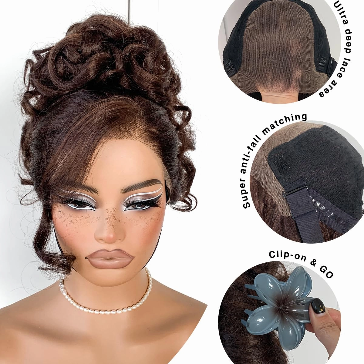 Glueless Lace Wig Pre-Plucked Brown 13x6 Yaki Crazy Body Wave Wig Pre-Cut Synthetic Balayage Wear And Go Wig With Natural Hairline