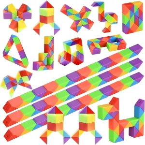 GOLDGE 80 Pack Mini Fidget Snake Cube Puzzle Toys - Party Favors & Goodie Bag Fillers, Travel Toys for Kids Ages 4-8, Rainbow Colors - Bulk Birthday & Back to School Gifts - Stocking Stuffers