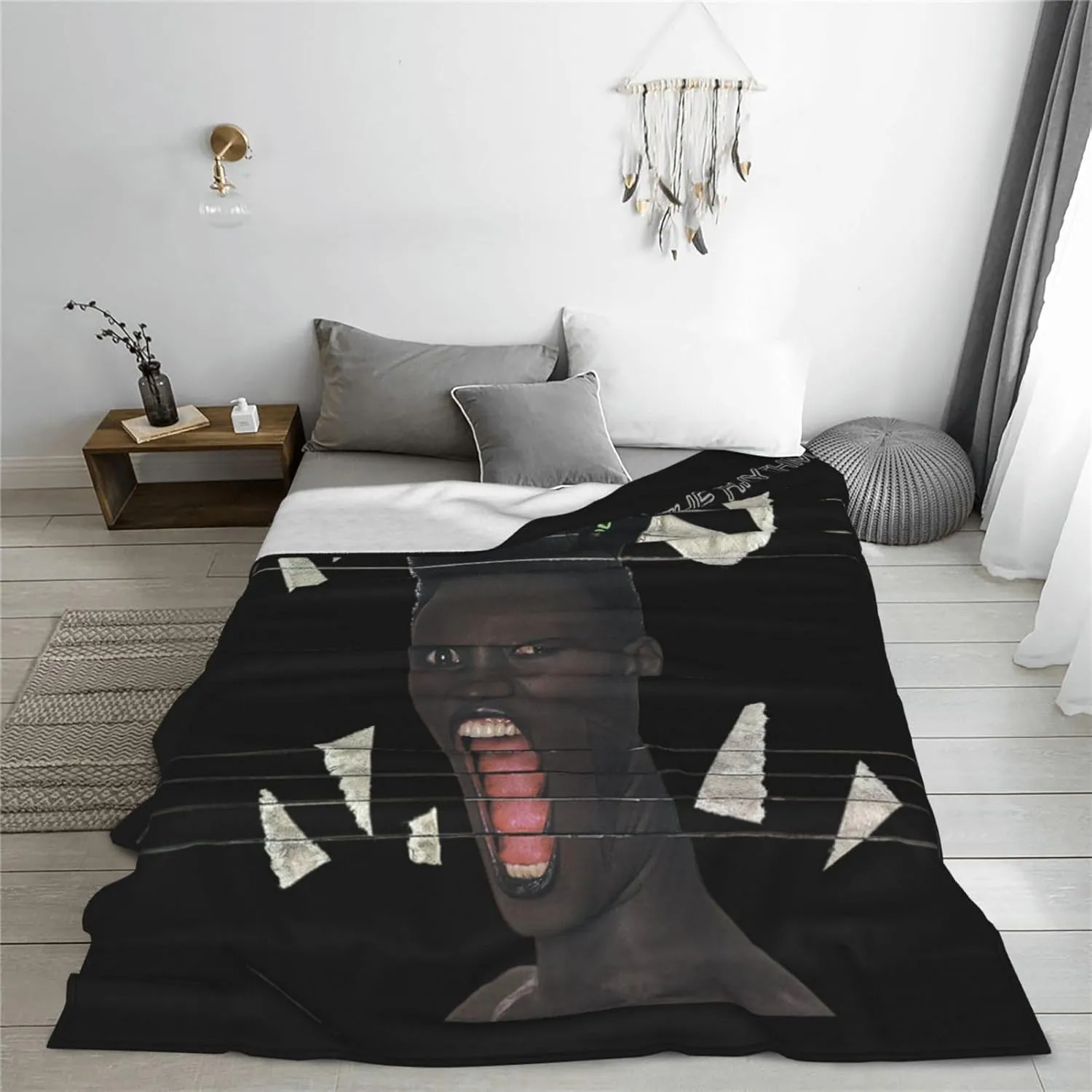 Grace Music Jones Fleece Throw Blanket Flannel Air Conditioning Quilt for Couch Camping Travel 60"x50"