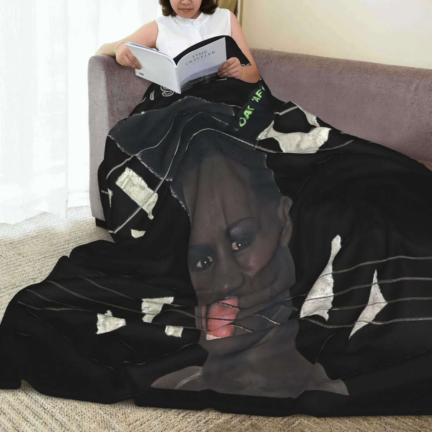 Grace Music Jones Fleece Throw Blanket Flannel Air Conditioning Quilt for Couch Camping Travel 60"x50"