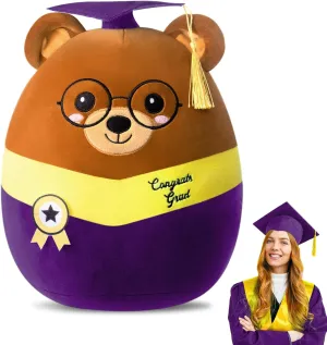 Graduation Bear 12 Inch Large Stuffed Animal Plush with Cap Class of 2025 Graduation Gifts Bear for Her, for Him, for College, Present Doll Gifts Celebratory Souvenir(Purple)