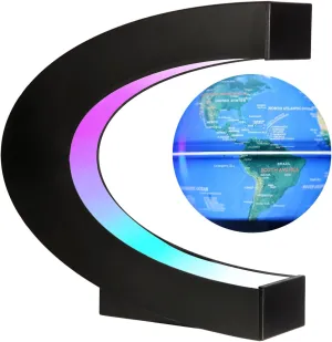 Gresus Upgraded Magnetic Levitation Floating Globe with C Shape Base, Floating World Map Globe with LED Lights, Great Fathers Students Business Boyfriend Birthday Gift for Home Desk Decoration ( will light up)