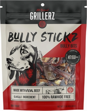 Grillerz Bully Bits, 1 lb Bag, 16 oz, All Natural Dog Treat for All Breeds, Dog Chew for Healthy Teeth