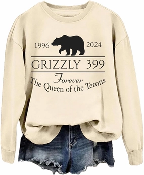 Grizzly 399 Sweatshirt, Grizzly Bear 399 Sweatshirt, In Memory of Bear 399 Forever Queen of the Tetons Sweatshirt