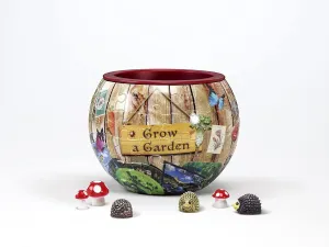 ’Grow a Garden' 3D Flowerpot Puzzle - 80 Pieces by Spartan & The Green Egg - Includes 3 Mini Hedgehogs and 3 Mini Mushrooms - 4in x 4in x 4in (10.16cm x 10.16cm)