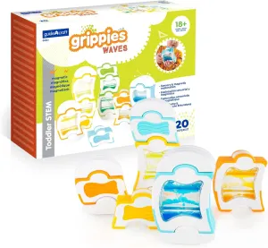 Guidecraft Grippies Waves - 20 Piece Set: STEM Magnetic Building Set for Toddlers, Kids Learning and Educational Toys