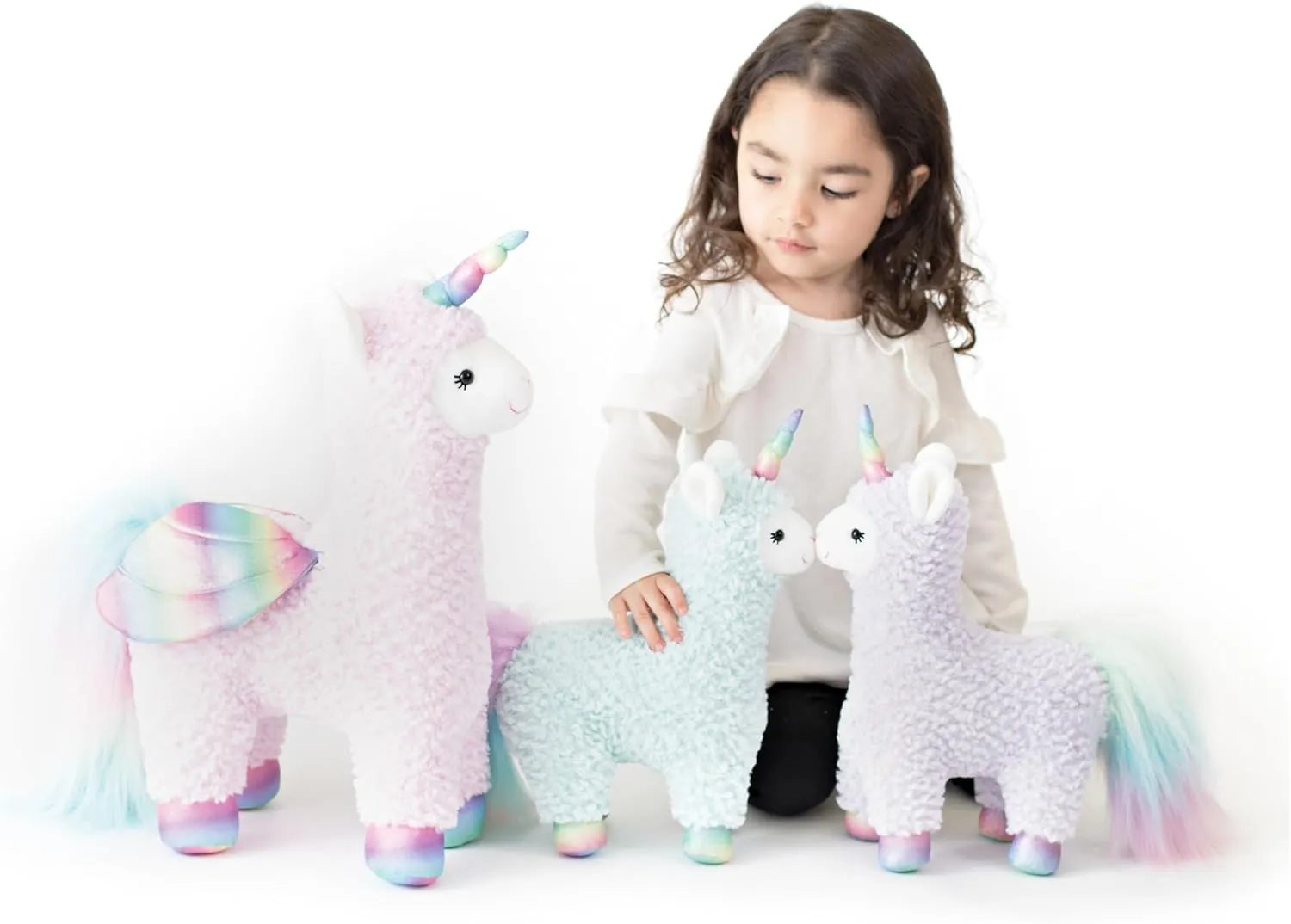 GUND Cotton Candy Llamacorn Plush Toy, Unicorn Stuffed Animal for Ages 1 and Up, Blue/Rainbow, 11”