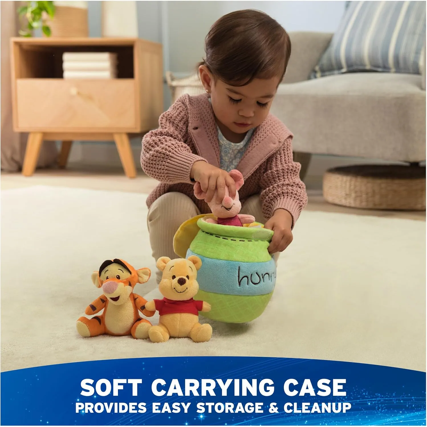 GUND Disney Official Winnie The Pooh Plush Playset with Pooh, Tigger, and Piglet, Sensory Toy Stuffed Animals for Ages 0 and Up, Green, 8”