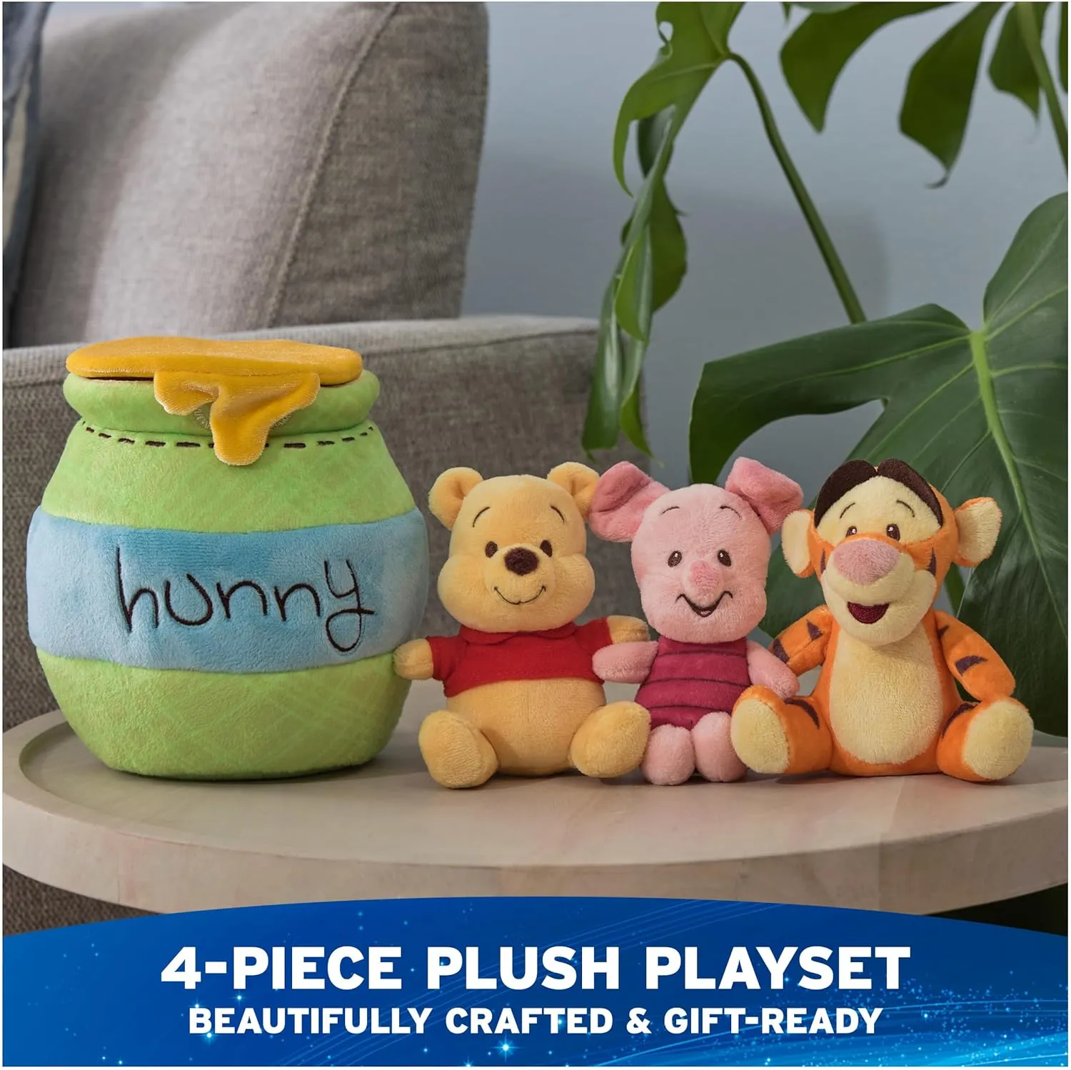 GUND Disney Official Winnie The Pooh Plush Playset with Pooh, Tigger, and Piglet, Sensory Toy Stuffed Animals for Ages 0 and Up, Green, 8”